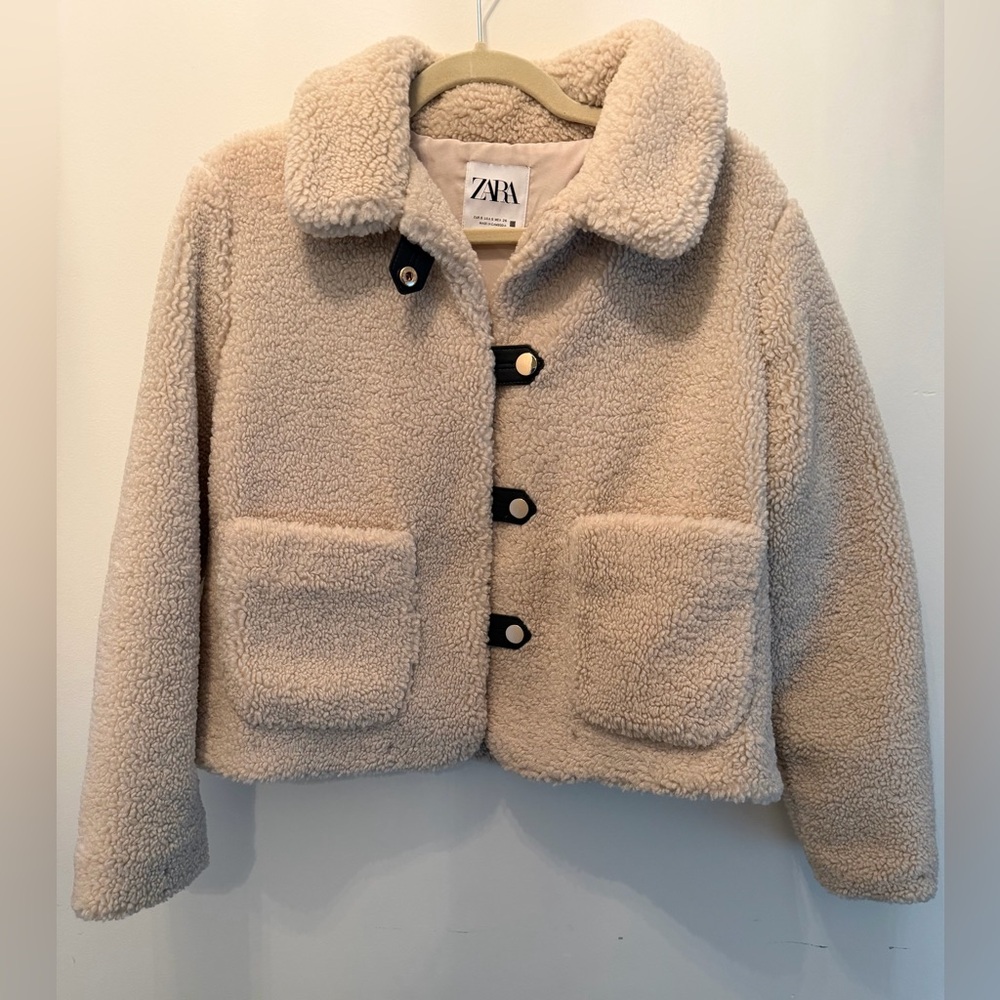 Zara Womens Beige Teddy Coat
